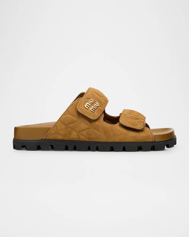 Quilted Suede Dual-Grip Comfort Sandals